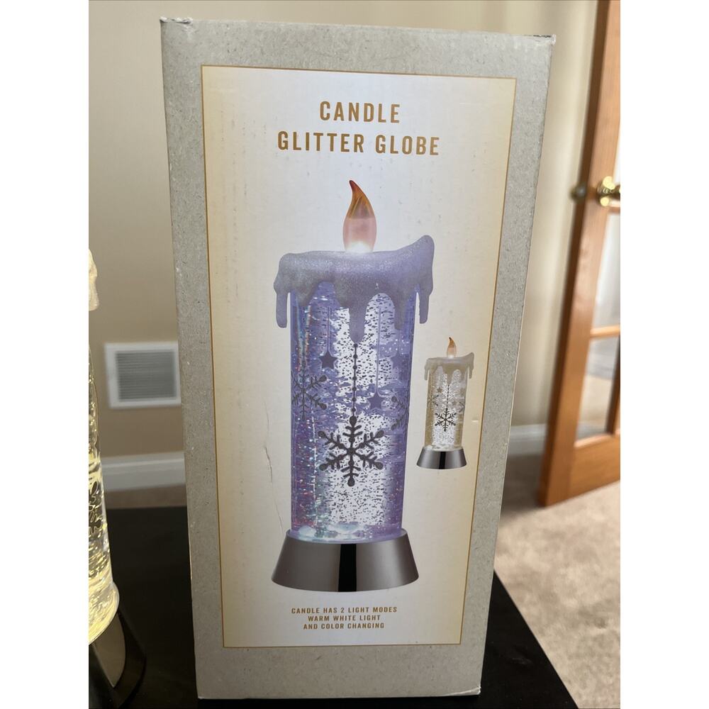 Cracker Barrel Candle Glitter Globe - Color Changing - Glitter Moves Inside 10” - Picture 2 of 9